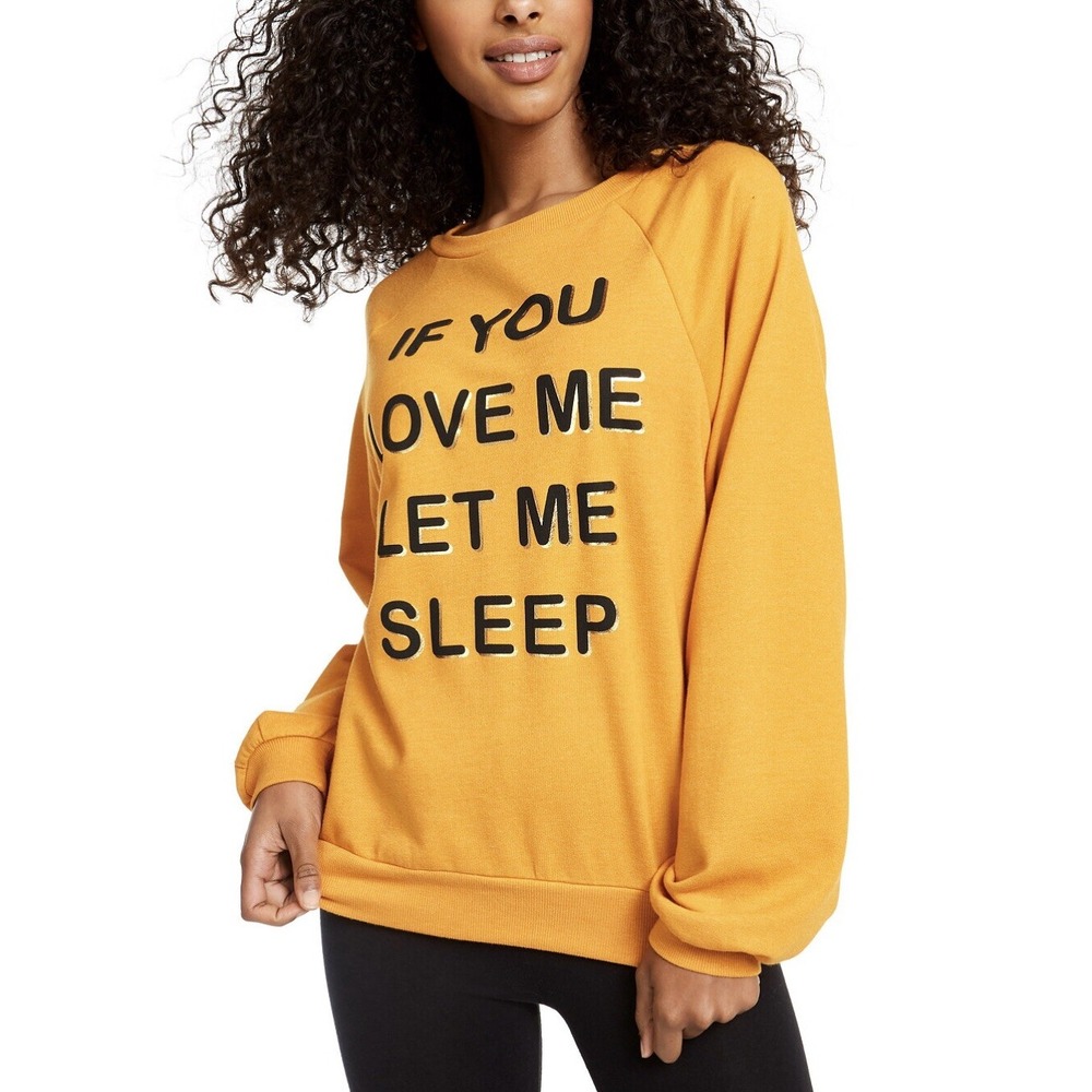 Rebelious One Sweater Graphic Junior Women Size Large Mustard Color A004620